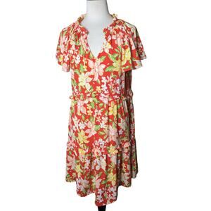 New Harlow & Rose Short Sleeve V-neck Floral Dress Size Medium
